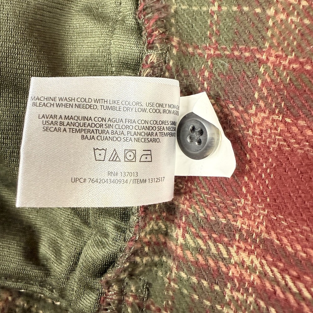 Orvis Red Green Plaid Button Up Flannel Shirt W/ Pockets Men's Large - Picture 9 of 9